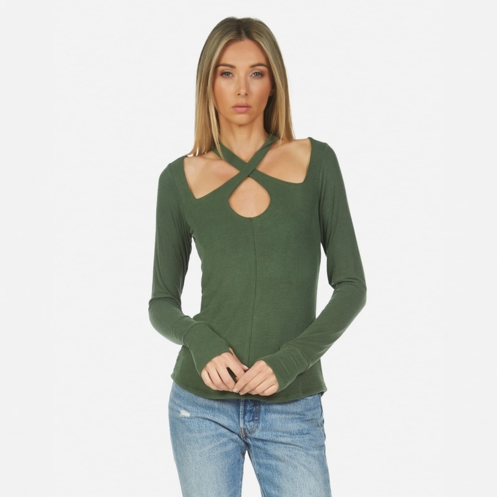 Michael Lauren Green Crisscross Top - Picture 11 of 16